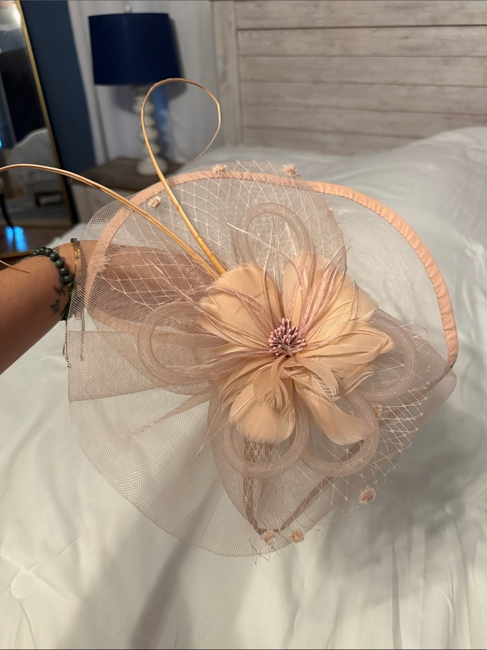 Peach Floral Lady Fascinator Headpiece